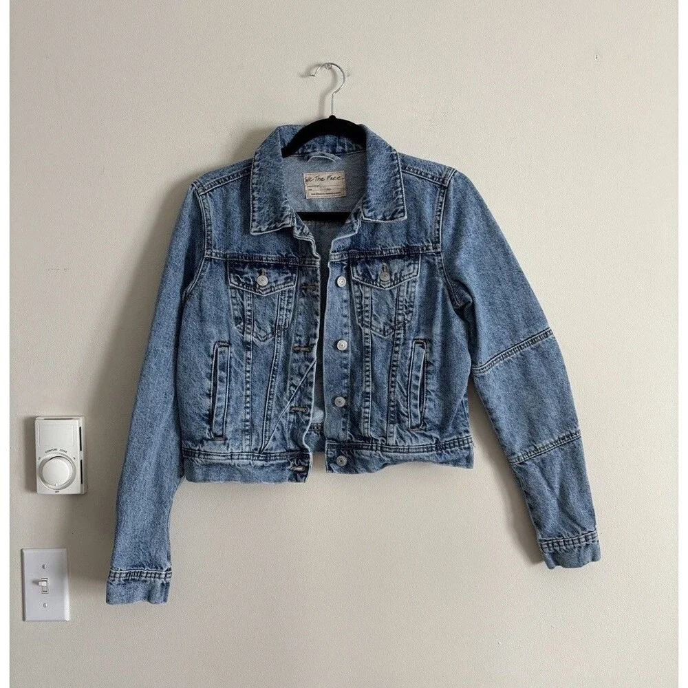 Free People We the‎ Free Rumors Denim Jacket Trucker Blue XS